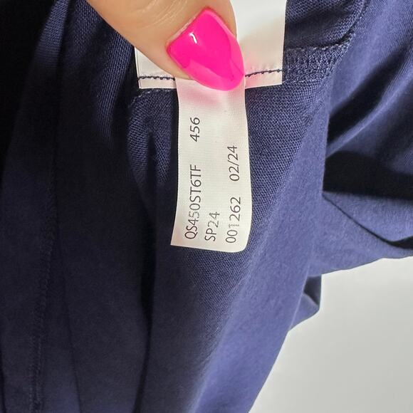 Michael Kors Women’s Navy Cotton Modal Tee Chiffon Sleeve Designer Top Medium - Picture 11 of 13